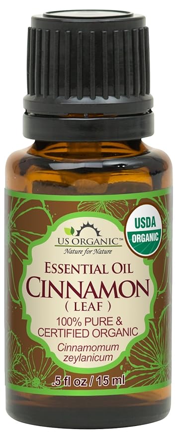 US Organic 100% Pure Cinnamon Leaf Essential Oil - USDA Certified Organic, Steam Distilled - W/Euro Dropper (More Size Variations Available) (15 ml /.5 fl oz)