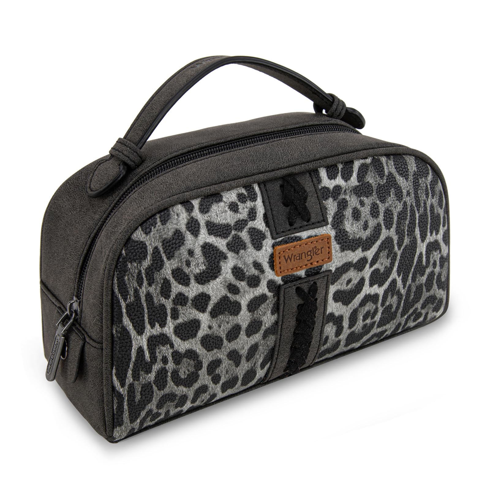 Montana West Wrangler Makeup Bag Western Travel Toiletry Bag for Women Small Cosmetic Bag Make Up Pouch Portable Organizer for Toiletries Accessories, Travel Essentials,Leopard,WG-MB-2211-1901-LP-BK