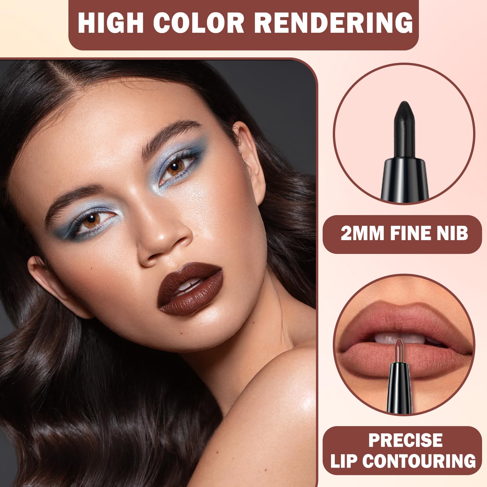 QIUFSSE 3 in 1 Black Lip Liner and Lipstick Lip Gloss Set (12 Black Magic)