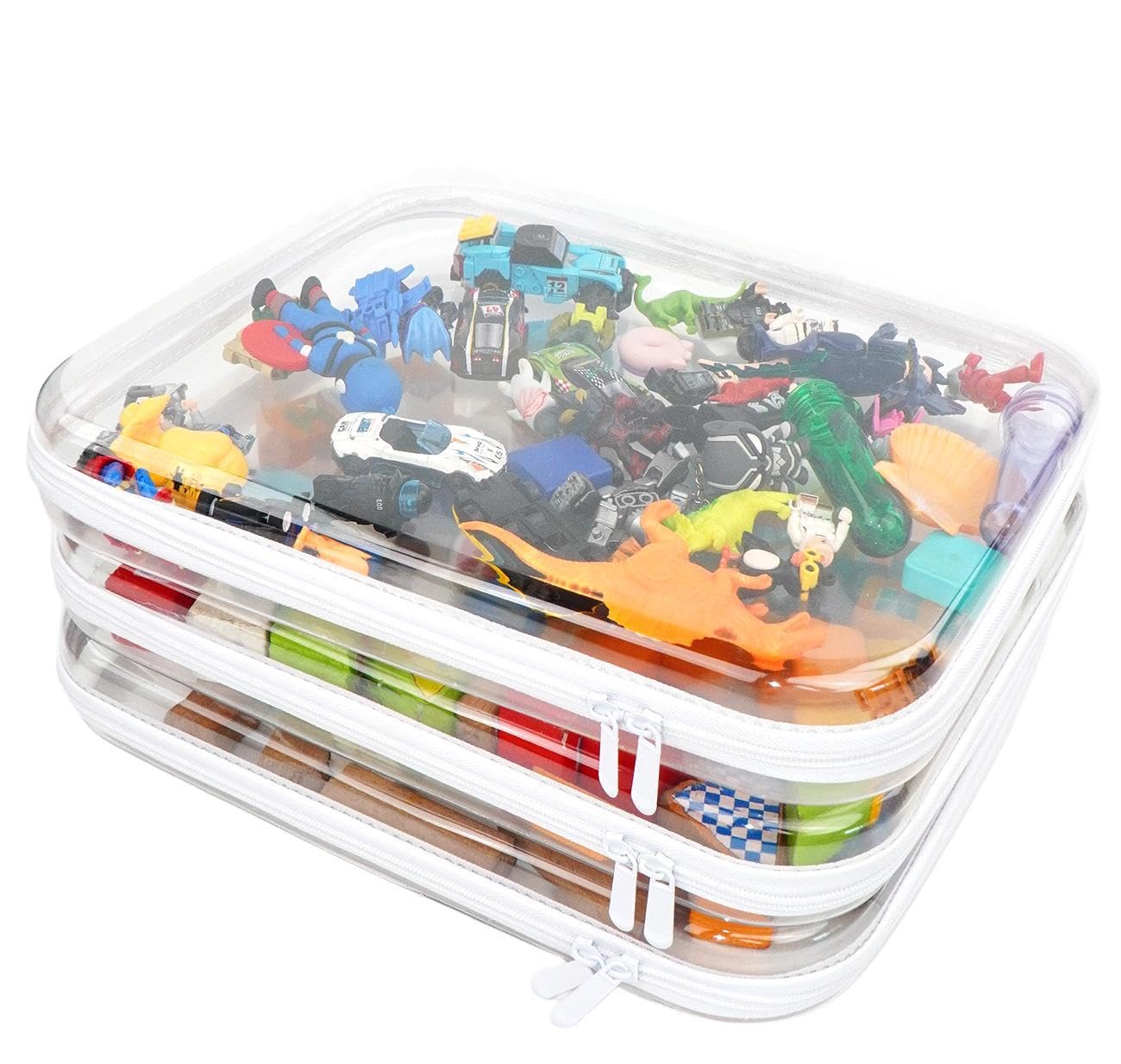 3PCS Clear Hard Shell Zipper Case Large14*12*2in,Travel Toiletry Makeup Bag