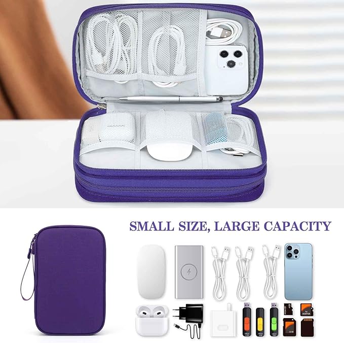 FYY Electronic Organizer, Travel Tech Pouch Bag, Large, Purple