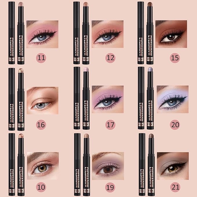 Wavuketu Cream Eyeshadow Stick Blendable Shimmer Eyeshadow Long Lasting High Pigment Eye Shadow Sticks,Waterproof Hypoallergenic eyeshadow Pencil (16#)