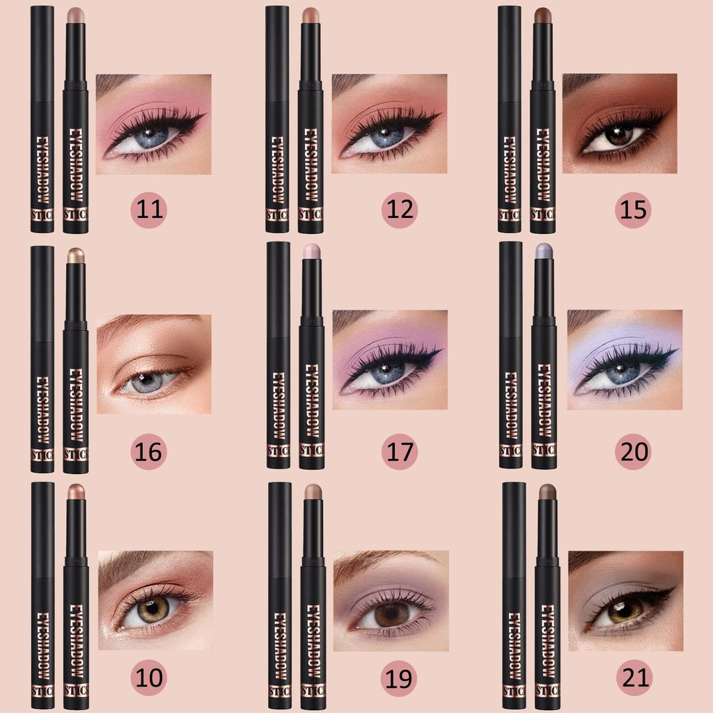 Neutral Eyeshadow Stick Cream Eyeshadow Pencil Makeup, High Pigmented Crease-proof Eye Shadow Brightener Stick, Hypoallergenic Waterproof Long Lasting Eye Highlighter stick(21# Gray Brown Matte)