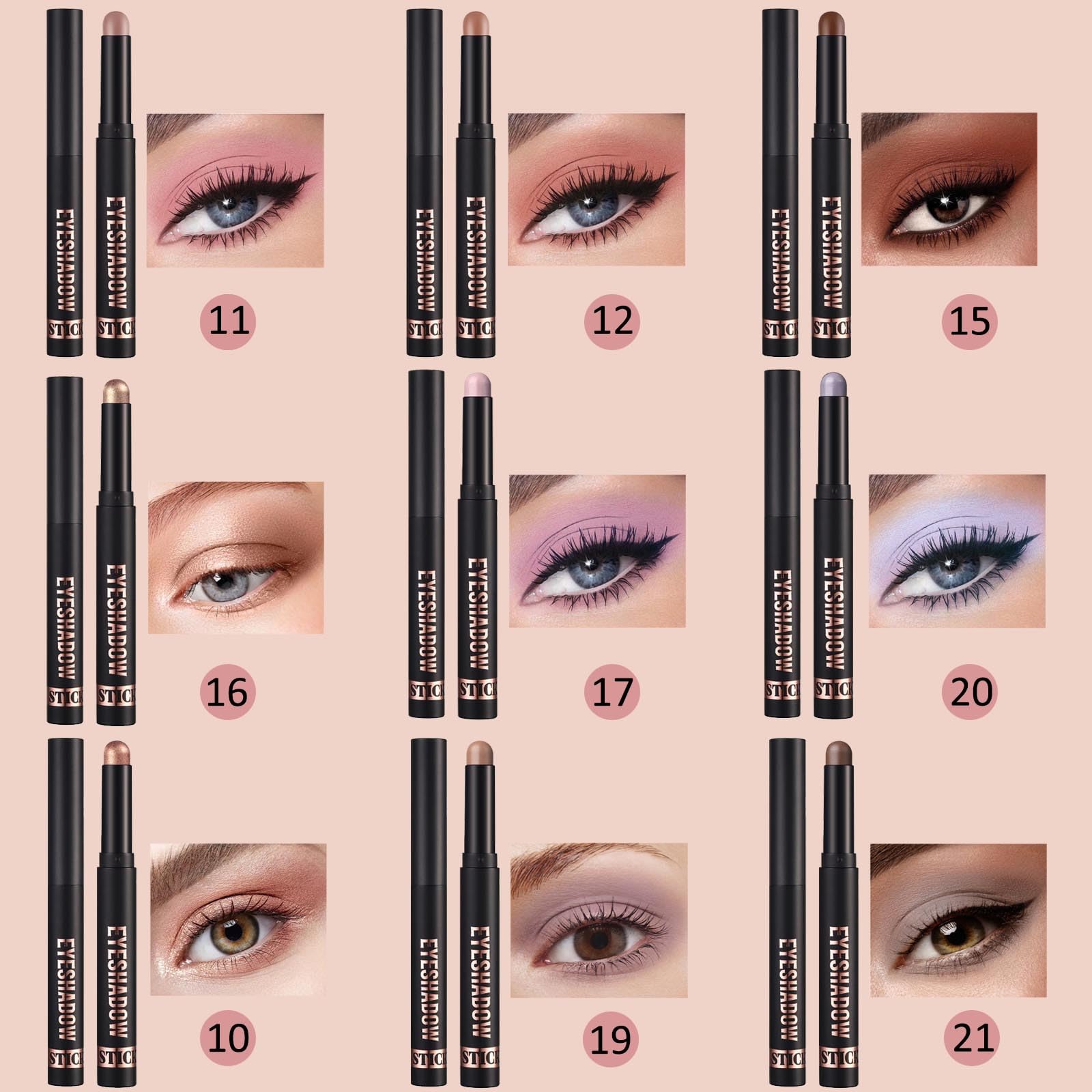 Neutral Eyeshadow Stick Cream Eyeshadow Pencil Makeup, High Pigmented Crease-proof Eye Shadow Brightener Stick, Hypoallergenic Waterproof Long Lasting Eye Highlighter stick(21# Gray Brown Matte)