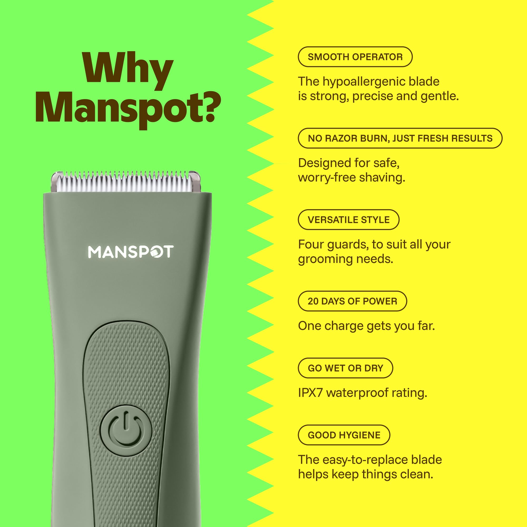 MANSPOT Manscape Groin & Body Hair Trimmer for Men & Women