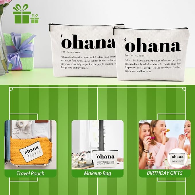 CQM 2pcs Hawaiian Inspirational Makeup Bag, Hawaiian Gifts Cosmetic Bag, Hawaii Souvenirs, Minimalist Thank You Gifts for Women Female Grandma Mom Sister Friend Wife