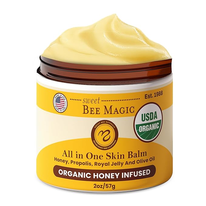 Sweet Bee Naturals - Sweet Bee Magic, All In One Healing Skin Cream. Organic Skin Balm, Small Batch Crafted in USA, 4 Ounce Jar. Certified Organic, 2-4 Ounce Jars (8 Ounce)