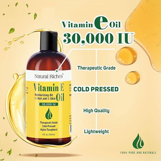 Vitamin E Oil for Skin, Face, Hair & Nails 8 Fl Oz - 30,000 IU