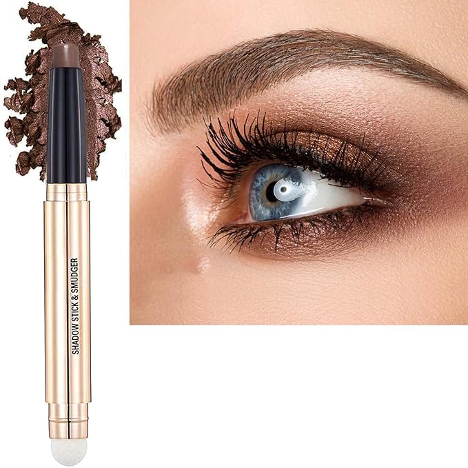 Metiplou Brown Eyeshadow Stick Eyeliner Matte Cream Smooth Eyeshadow Pencil Hypoallergenic Waterproof Long Lasting Eye shadow Dark Single Neutral Multi-Dimensional eyes Look (17# Matte brown)