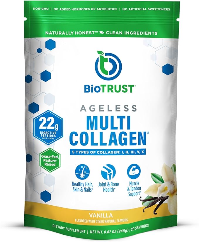 Multi Collagen Peptides Powder - Hydrolyzed Types I II III V X Vanilla