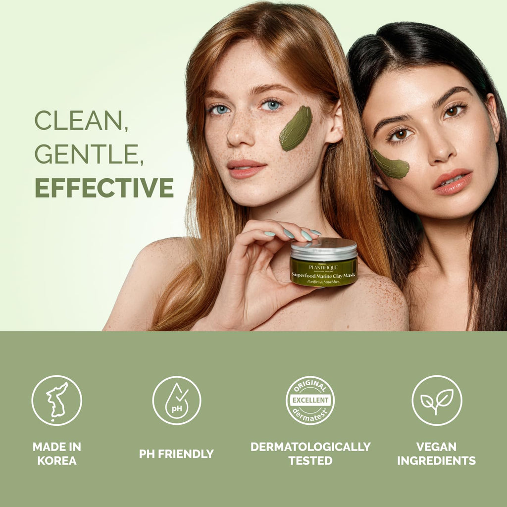 PLANTIFIQUE Korean Clay Mask for Pore Cleansing, Face Masks Skincare 3.88oz