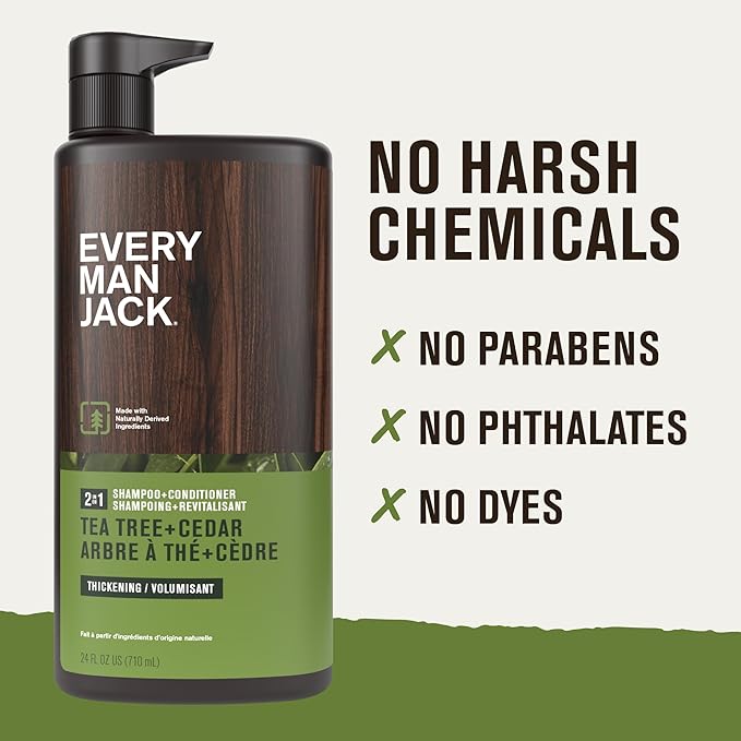 Every Man Jack Men's Tea Tree Shampoo & Conditioner 2-in-1, 24 oz