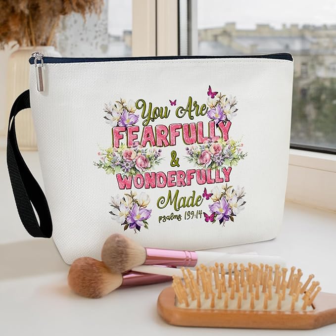 BSNZZIO Christian Cosmetic Bag for Women Accessories Organizer, Religious Gifts Bible Verses Gifts for Women Coworker, Travel Essentials Purse Toiletry Pouch Cosmetic Bag with Zipper -34