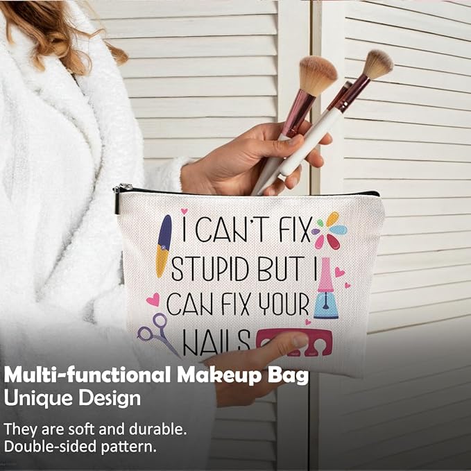 QGFM Nail Tech Gifts: Makeup Bag, Supplies, Cosmetic Toiletry Bag for Nail Technicians & Lovers