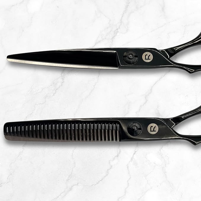 Saki Shears 7 Inch Katana Hair Cutting Scissors for Professionals - 440C Steel With Black Titanium Finish (7" Hair Cutting Shears) (Left Hand, 5.5" Set)