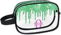 KFNHN Personalized Name Toiletry Bag, Transparent PVC Large Travel Cosmetic Bag Portable Makeup Organizer Bag for Women Bathroom Shower Essentials, Water Flow Shape Lime Green Glitters