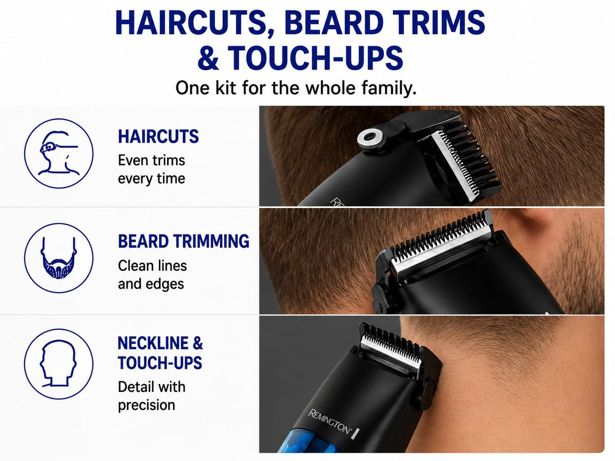 Remington Vacuum Hair Clippers for Men, 18-Piece Haircut Kit