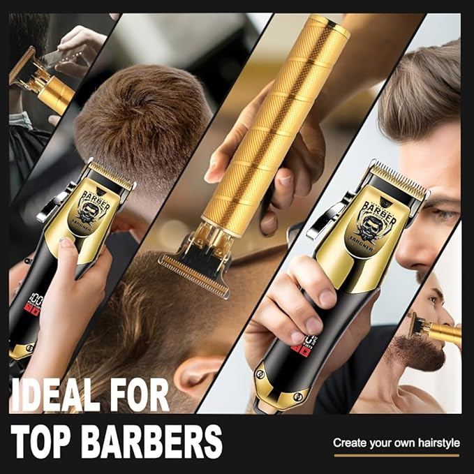 Largner Hair Clippers for Men Professional, Cordless Beard Trimmer & Electric Razor Shavers for Men, Rechargeable 3 Piece Barber Hair Cutting Kit LED Display Men's Grooming Kit
