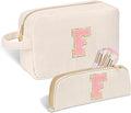Sernaxi Personalized Initial Makeup Bag Trendy Stuff Corduroy Cosmetic Bag Travel Toiletry Bag, Valentine’s Day Gift Makeup Organizer Case & Makeup Pouch for Women Teen Girls Mom Girlfriend Wife