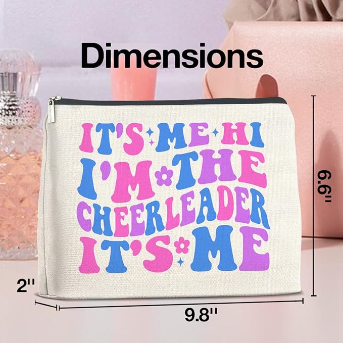 UPNEGE Cheerleader Gifts Makeup Bag Cheerleading Team Gifts for Women Cheerleader Cosmetic Bag It's Me Hi I'm the Cheerleader Zipper Makeup Pouch Gift
