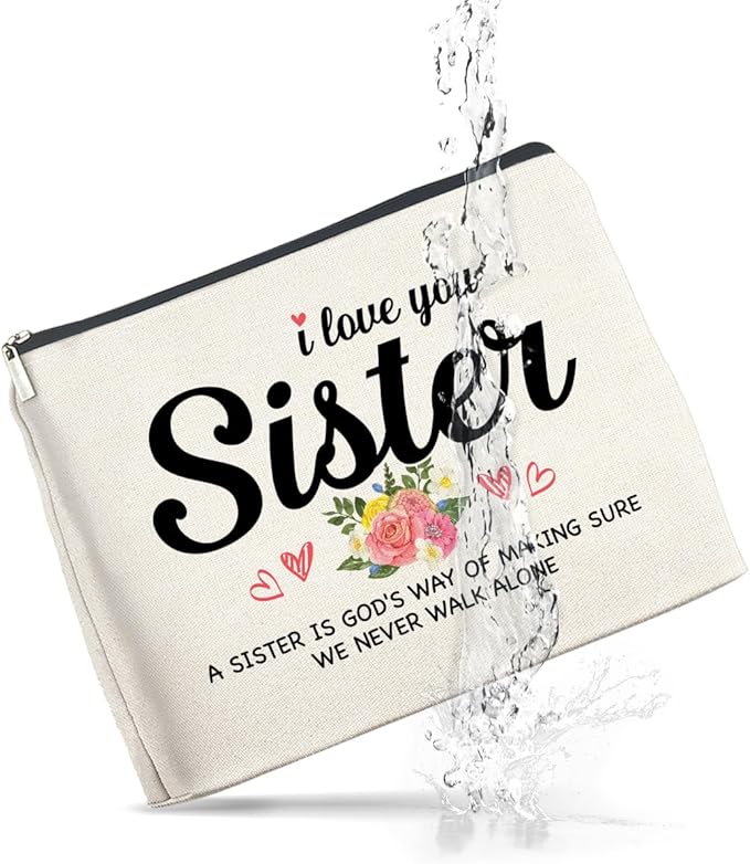 UPNEGE Sister Gifts from Sisters Makeup Bag, Gift for Bestie Best Friend Sister Christmas Birthday, Sisters Cosmetic Bag Zipper Makeup Pouch