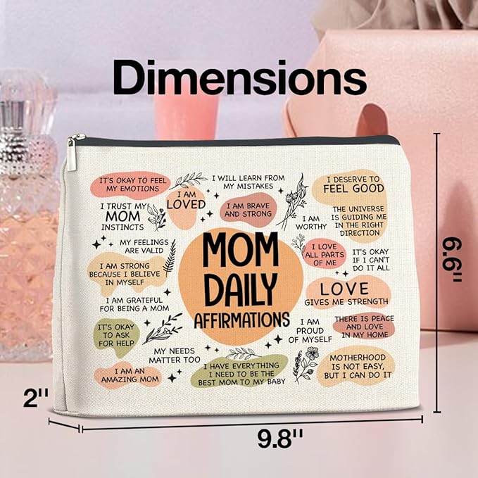UPNEGE Mom Gifts Makeup Bag Inspirational Gifts for Mother Mom Daily Affirmations Cosmetic Bag Zipper Makeup Pouch