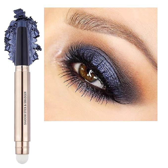 TWLBXMG Eyeshadow Stick Eye Makeup Cream Smooth Shimmer Eyeshadow Pencil Primer Glitter Eyeliner Hypoallergenic Waterproof Long Lasting navy blue # 12