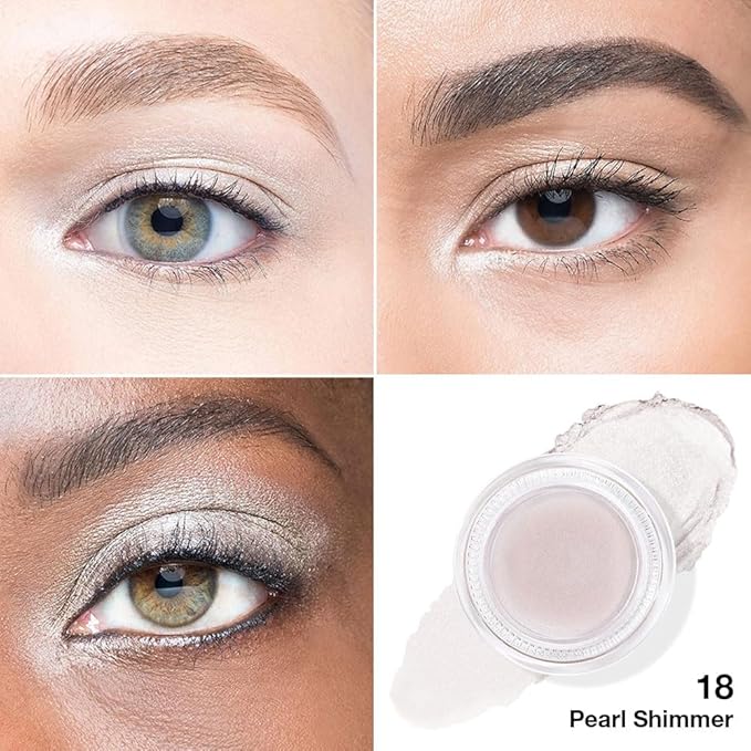 FeiCuiYun Cream Glitter Pearl Shimmer Metallic Eyeshadow Palette Makeup, Natural Single Mini Instant Holographic Eyeshadow For Women, Sombras Crema Para Ojos, Talc, Paraben & Cruelty Free, 18