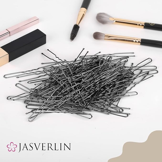 JASVERLIN U Shaped Bobby Pins for Thick Bun Hairstyle, Ballet Hairpins for Women Girl Large Bunheads 2.4in 100pcs (Black)