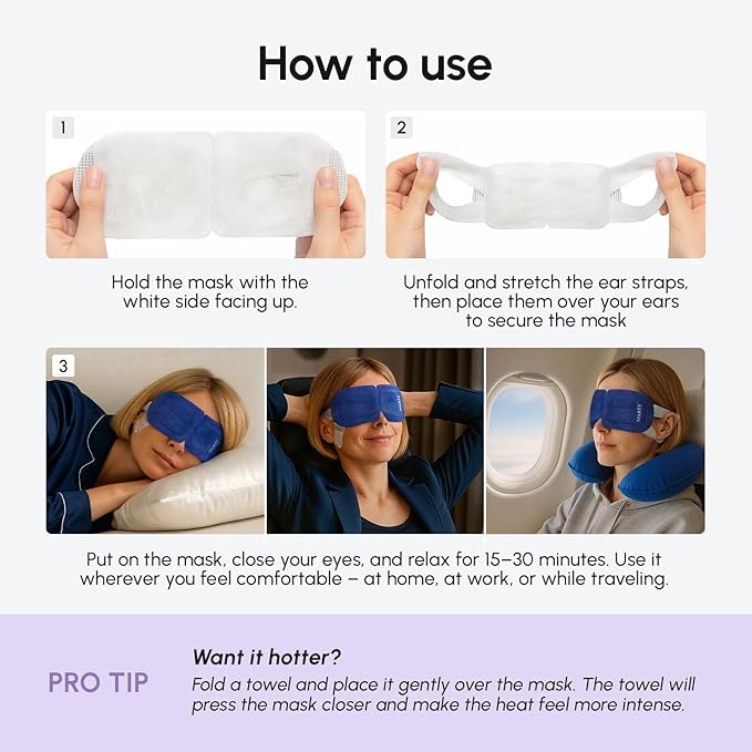 MAREE Heated Eye Masks for Dry Eyes – Steam Eye Mask Disposable – Self Heating Eye Mask for Puffy Eye – Facial Steamer Alternative for Relaxation – Warm Compress for Eyes – Spa Gift for Women