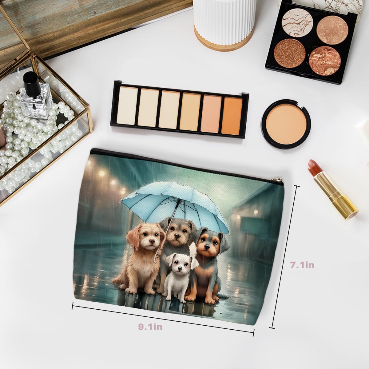 Cute Dog Makeup Bag, Dog Gifts Travel Makeup Case Cosmetic Bags for Women