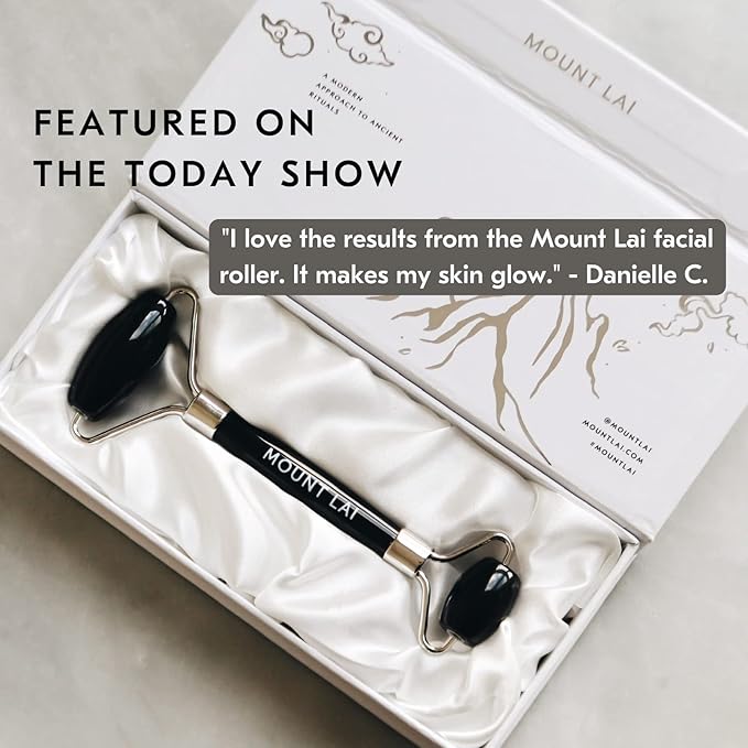 Mount Lai Warming Black Obsidian Facial Roller Massager | Facial Massage Roller to Detoxify and Purify