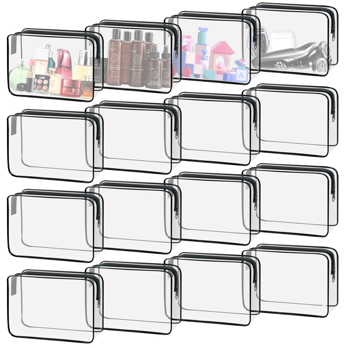 16 Pieces Clear Makeup Bags Bulk, TSA Approved Toiletry Bag for Travel, PVC Waterproof Travel Pouches Clear Pouch with Zipper for Men and Women Carry-on Travel Essentials Cosmetic Bags (Orange)