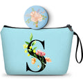 A-Z Personalized Bridesmaid Gifts, Initial Makeup Bag with Mirror, S
