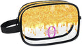 KFNHN Personalized Clear Makeup Bag with Name, Best Friends Teen Women Mom Birthday Gift PVC Cosmetic Toiletry Travel Bag for Toiletries, Gold Color Bling Glittering