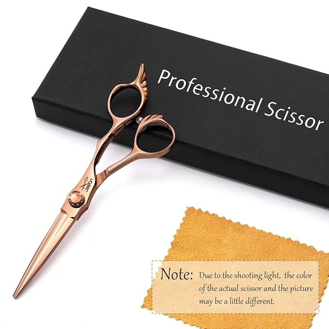 JASON 6" Hair Cutting Scissors - Professional Haircut Scissor Hair Trimming Shear for Barber, Hairdresser, Stylist, Women and Men, 440C Stainless Steel Hairdressing Cutting Shear, Rosegold