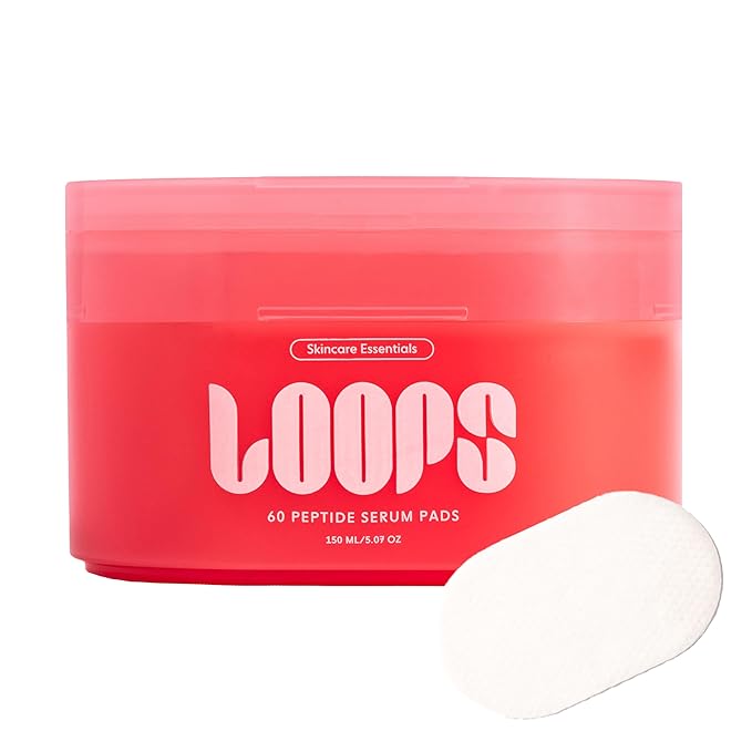 LOOPS Peptide Serum - Moisturizing Korean Skincare Pads, 60 count