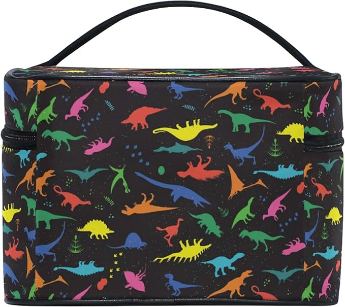 MNSRUU Makeup Bag, Dinosaurs Travel Makeup Organizer Bag Cosmetic Cases Toiletry Bags for Girl Women Ladies