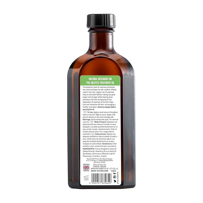Nature Spell Rosemary Oil for Hair Growth, Pre-Diluted, 5.07 Fl Oz