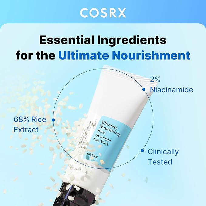 COSRX Ultimate Nourishing Rice Overnight Spa Mask, Niacinamide, 2.02fl.oz