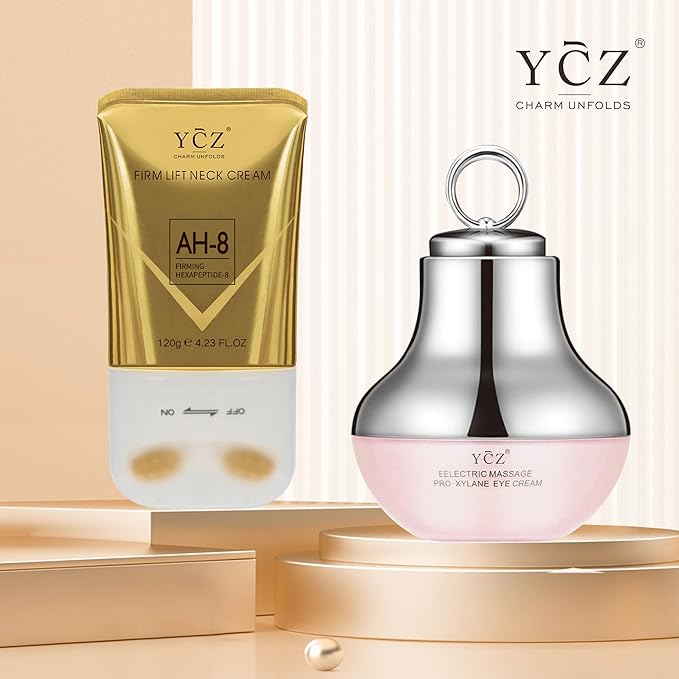 Ycz AH-8 Neck Firming Cream and Red-Glow Electric Eye Cream Set, 5.99 Fl Oz