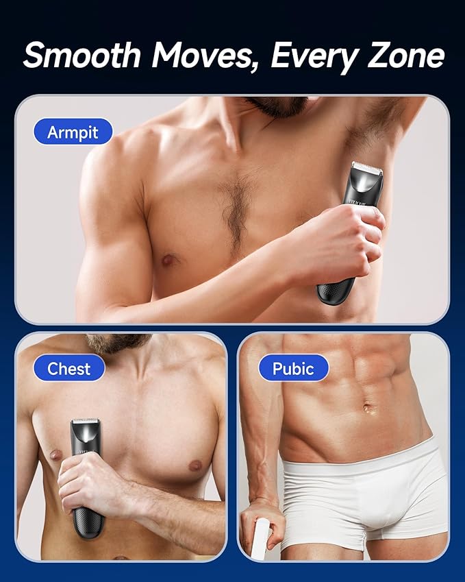 VIKICON Manscape Trimmer for Men, No Nicks Electric Body/Ball/Pubic Shaver