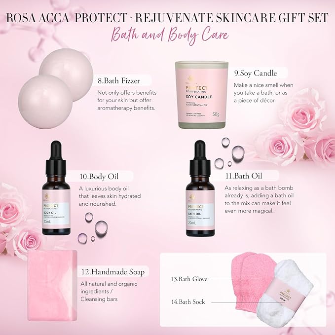 Gifts for Women, Birthday Gift for Women, 30pcs Rose Facial Skin Care Gifts Set, Thinking of You Gift, Spa Gifts Basket Set, Get Well Soon Gifts, Birthday, Christmas, Anniversary, Mothers Day, Wife