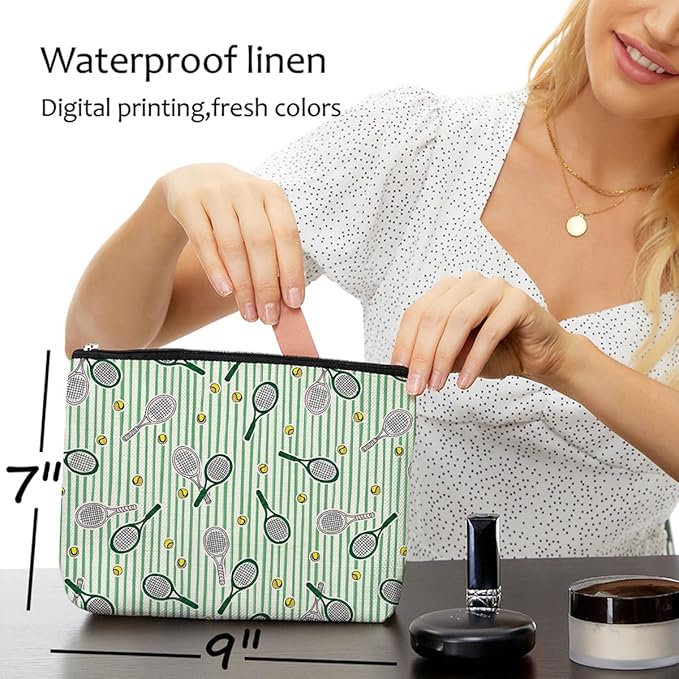 Blue Leaves Inspirational Tennis Makeup Bag Accessories Cosmetic Bag
