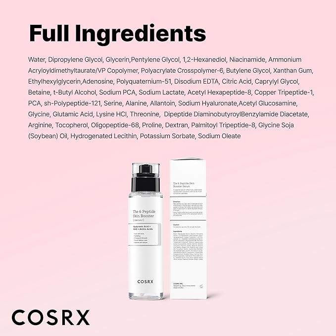 COSRX 6X Peptide Collagen Skin Booster Toner Serum for Dull Skin, 5.07 oz