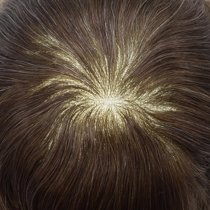 F M FACE MIRACLE NEW YORK Mens Toupee Human Hair Piece French Lace Toupee for Man Hair System Indian Human Hair Replacement Systems V-Looped PU Front Hairpieces 8"X10" 2# DARKEST BROWN