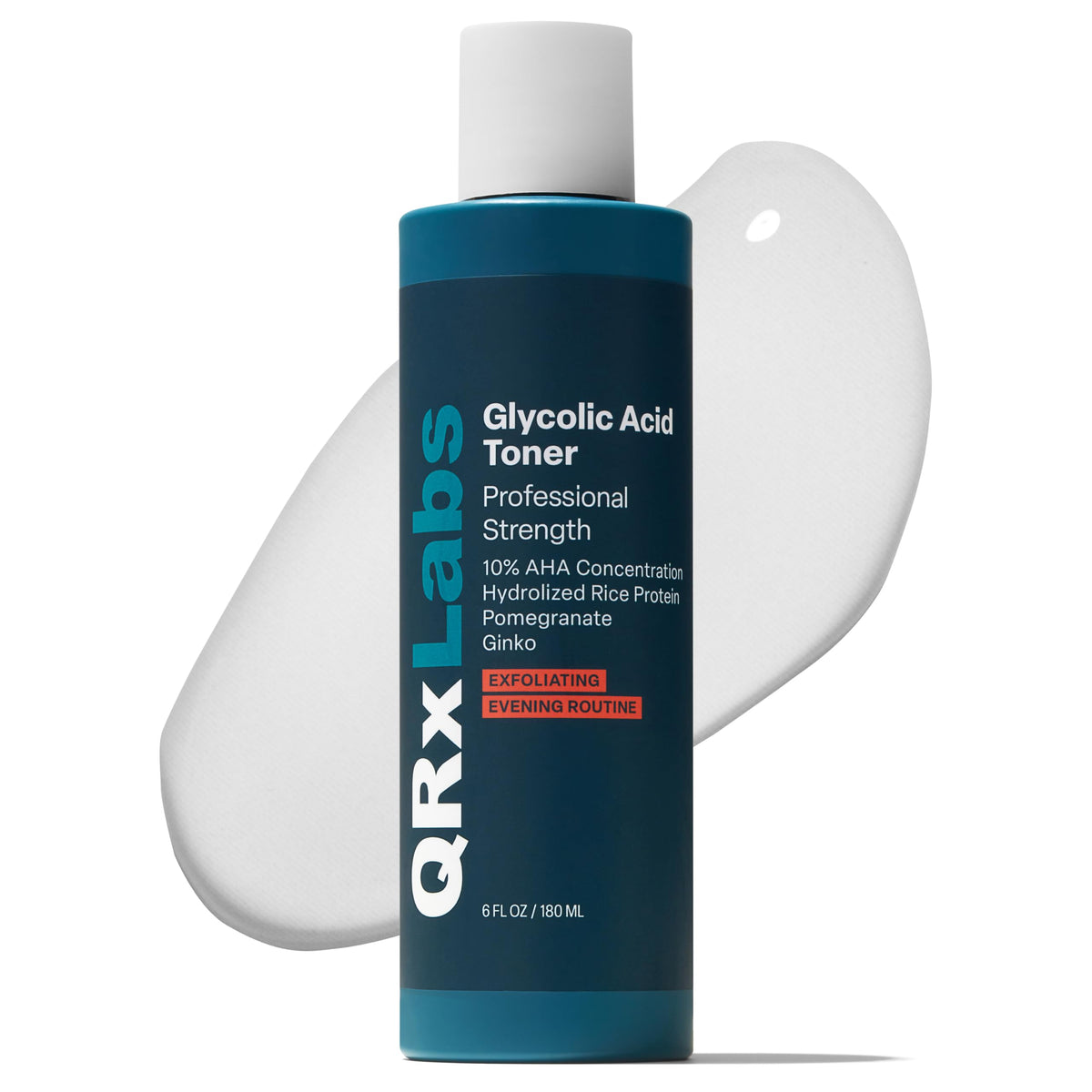 QRxLabs Glycolic Acid Toner - 10% AHA Brightening Exfoliant, 6 Fl Oz