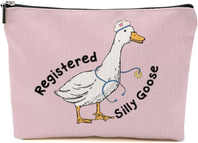 BQXH Nurse Practitioner Gifts Makeup Bag, Funny Goose Cosmetic Bag