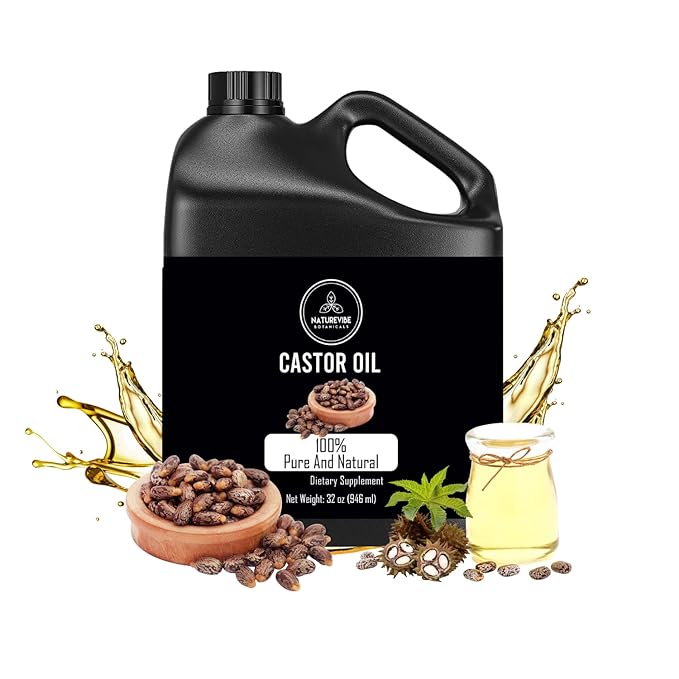 Naturevibe Botanicals Castor Oil 32 oz 100% Pure Cold-Pressed & Hexane-Free | Natural Hair, Skin & Lash Oil | Vegan, Non-GMO | Great for Hair Growth, Brows, Eyelashes & Skin Care