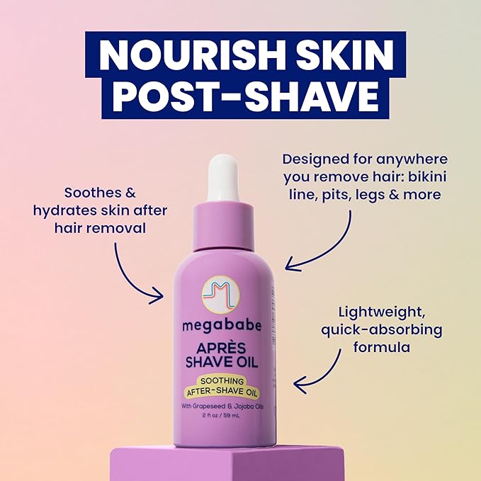 Megababe Après Shave Oil, Soothing After-Shave Oil, 5 Ingredients, 2 fl oz